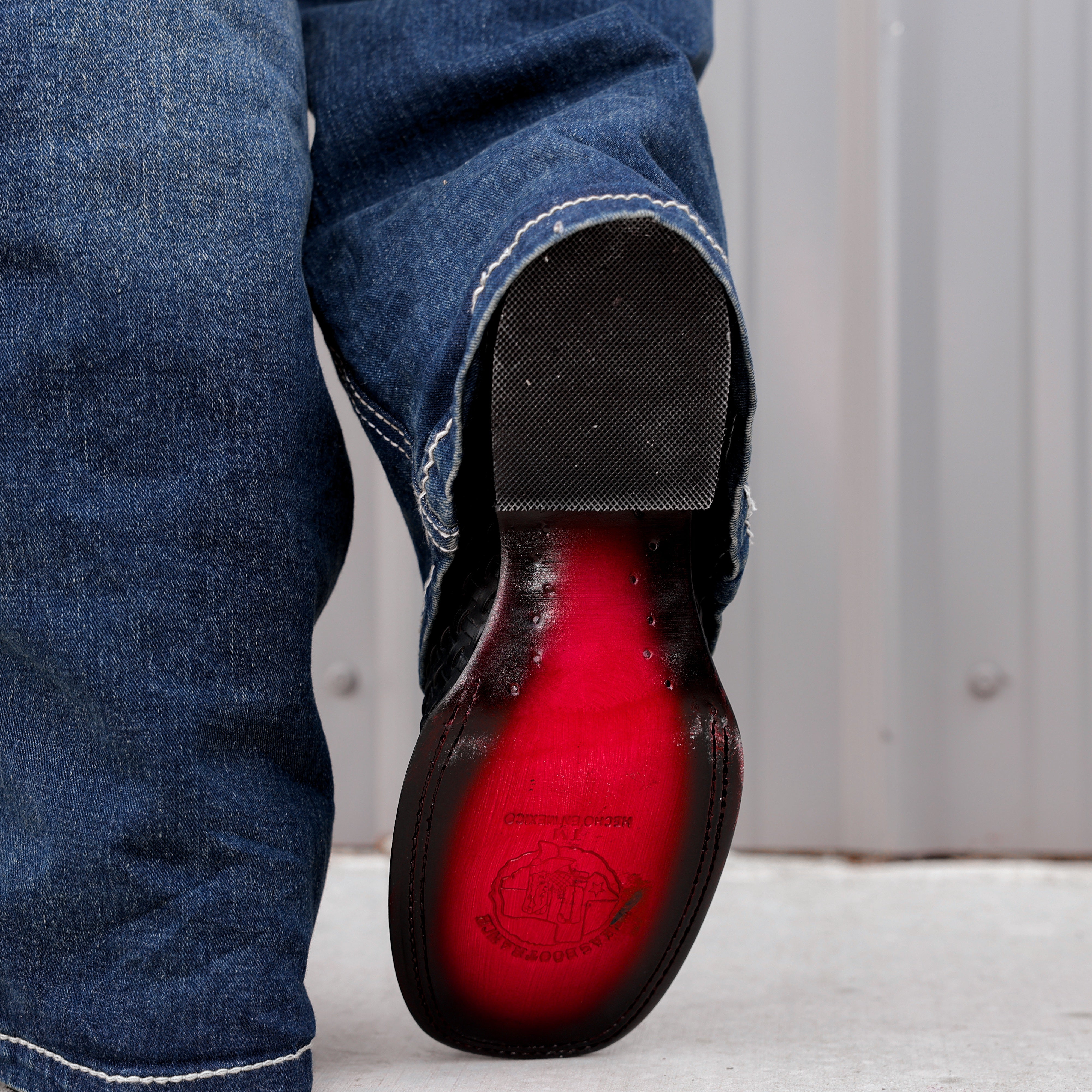 Black Basketweave Leather Boots - Square Toe