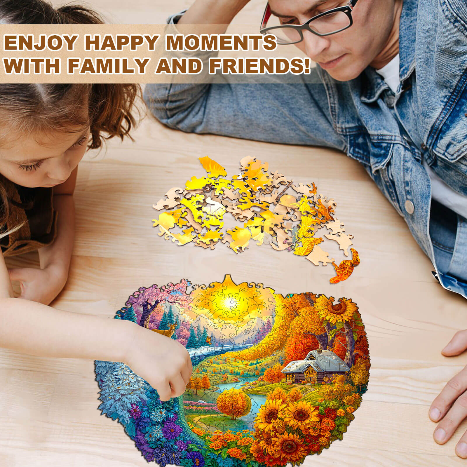 Yin Yang Autumn Winter Wooden Jigsaw Puzzle