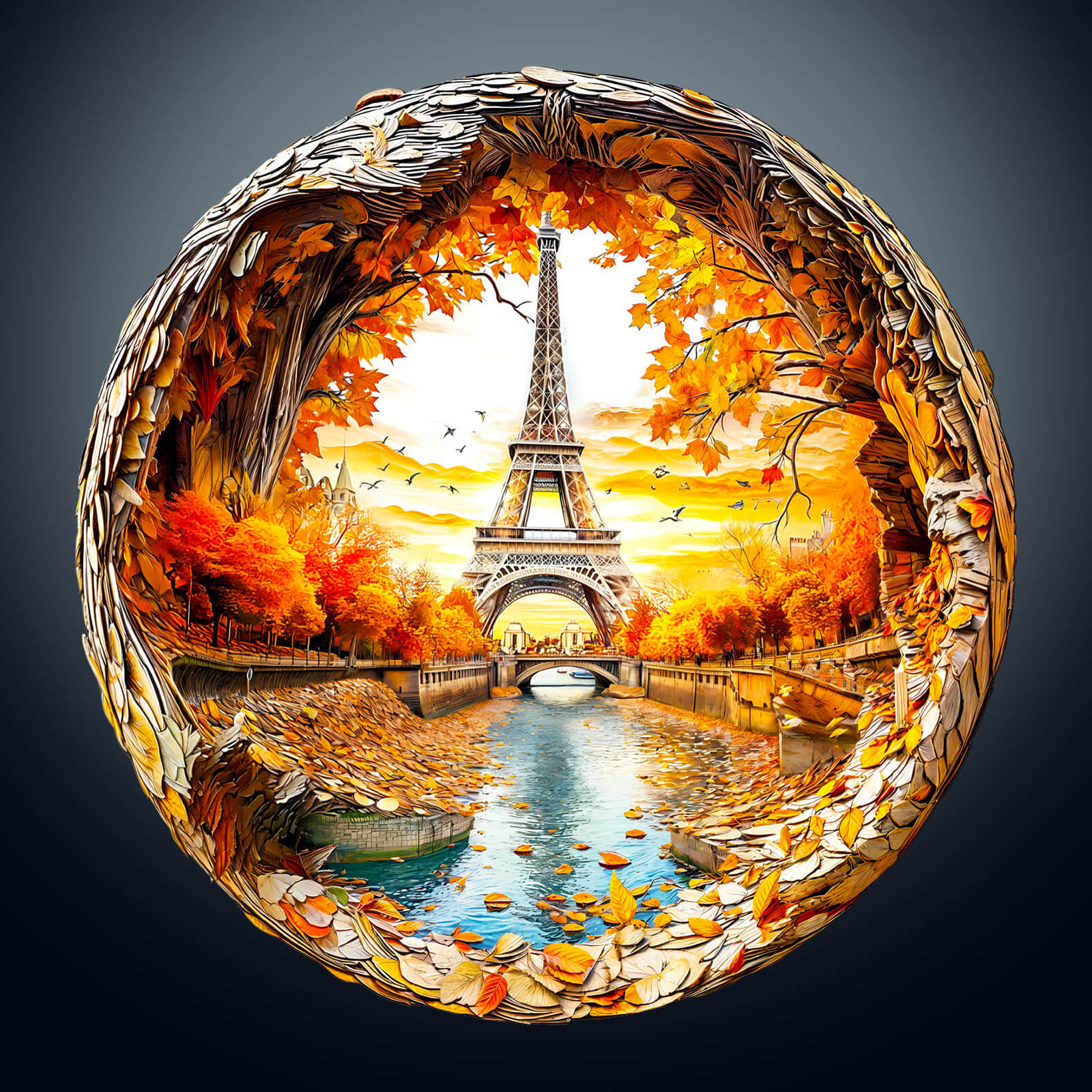 3D Four Seasons in Paris Wooden Jigsaw Puzzle