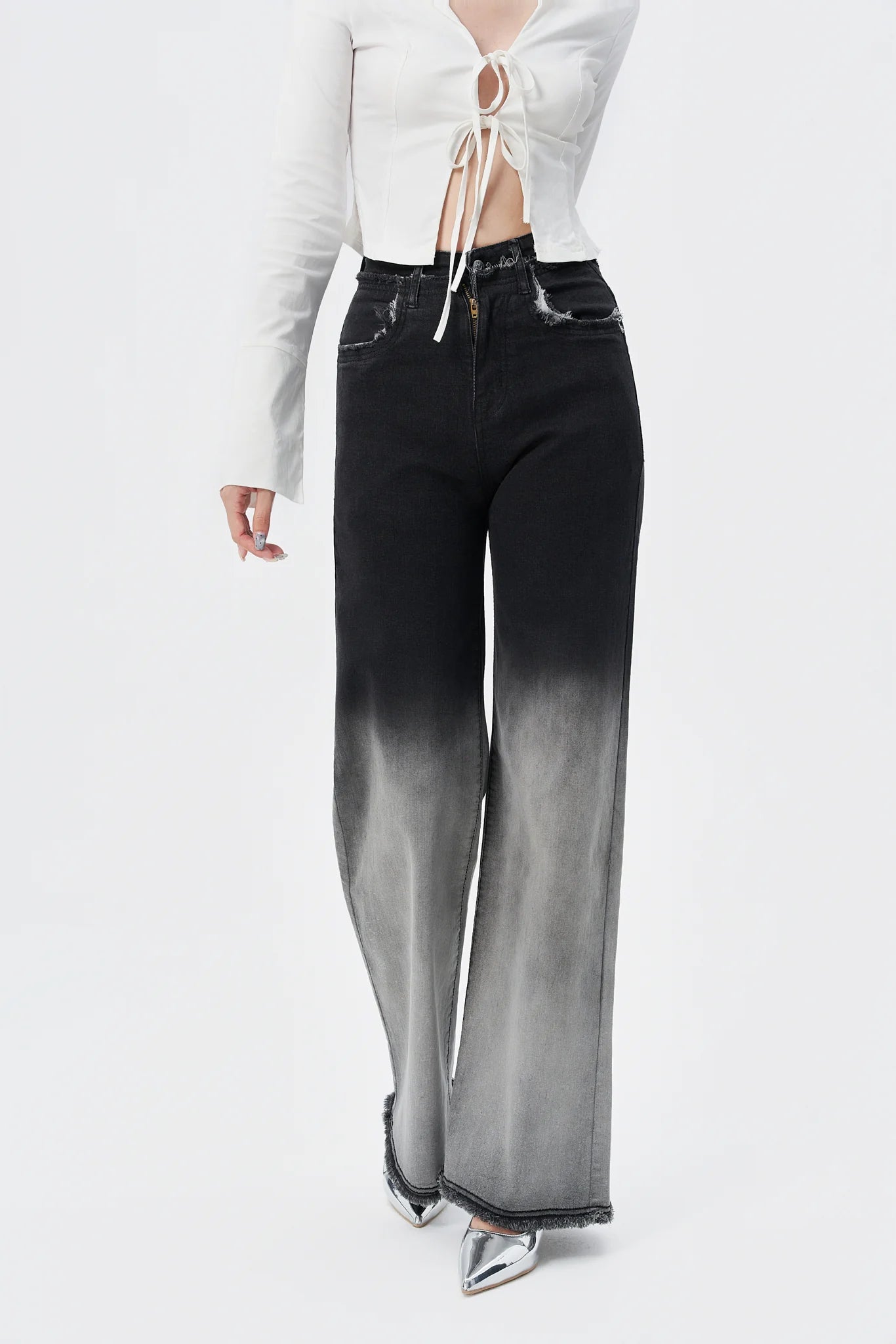 Bare Edge Ombre Wide Leg Jeans