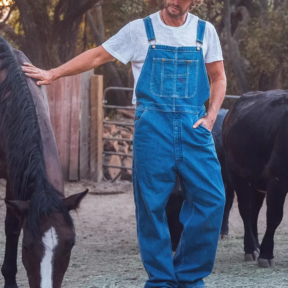 Men's Denim Bib Overalls, Men's Overalls Workwear with Adjustable Straps and Convenient Tool Pockets