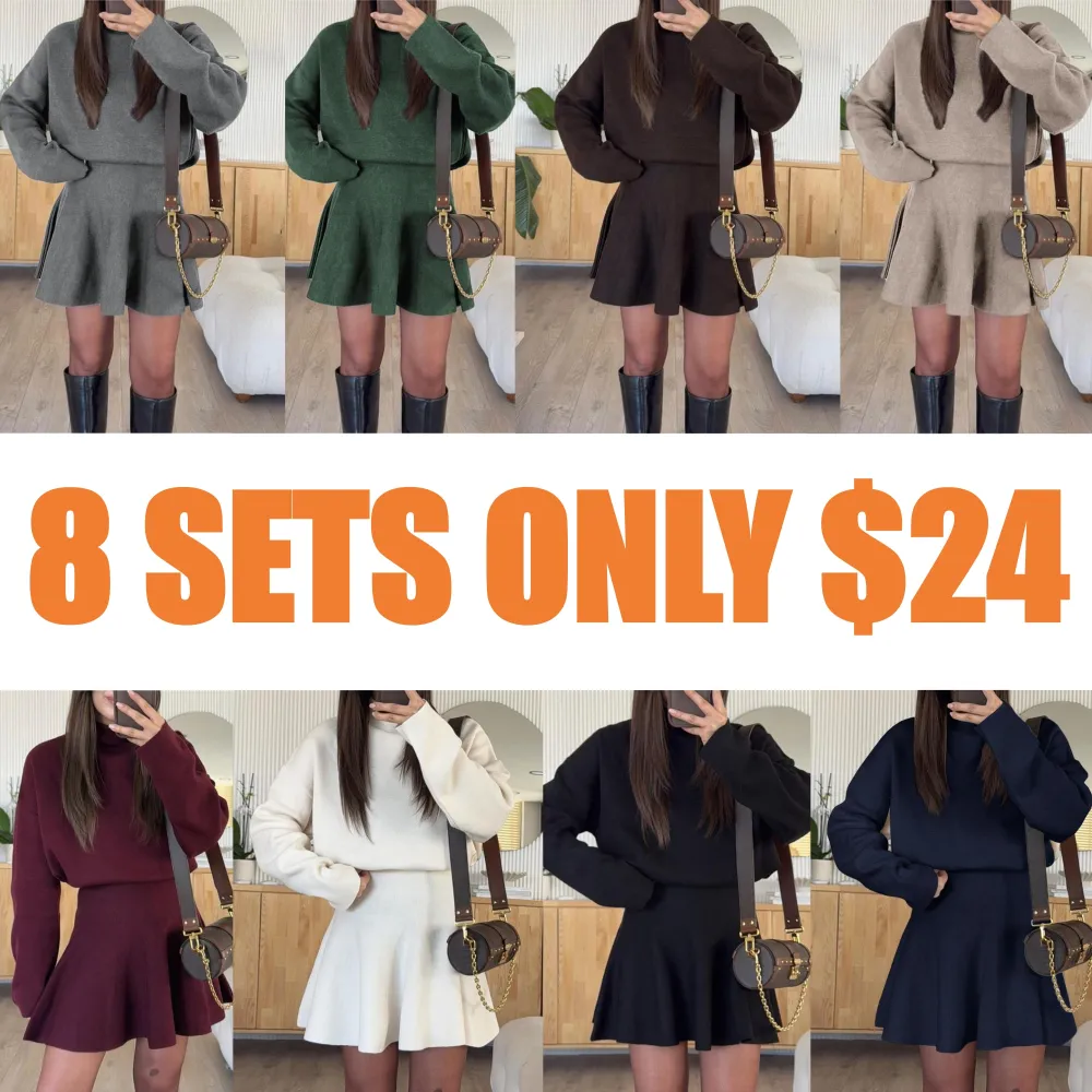 Women's Casual Half-High Neck Long Sleeve Knit Dress