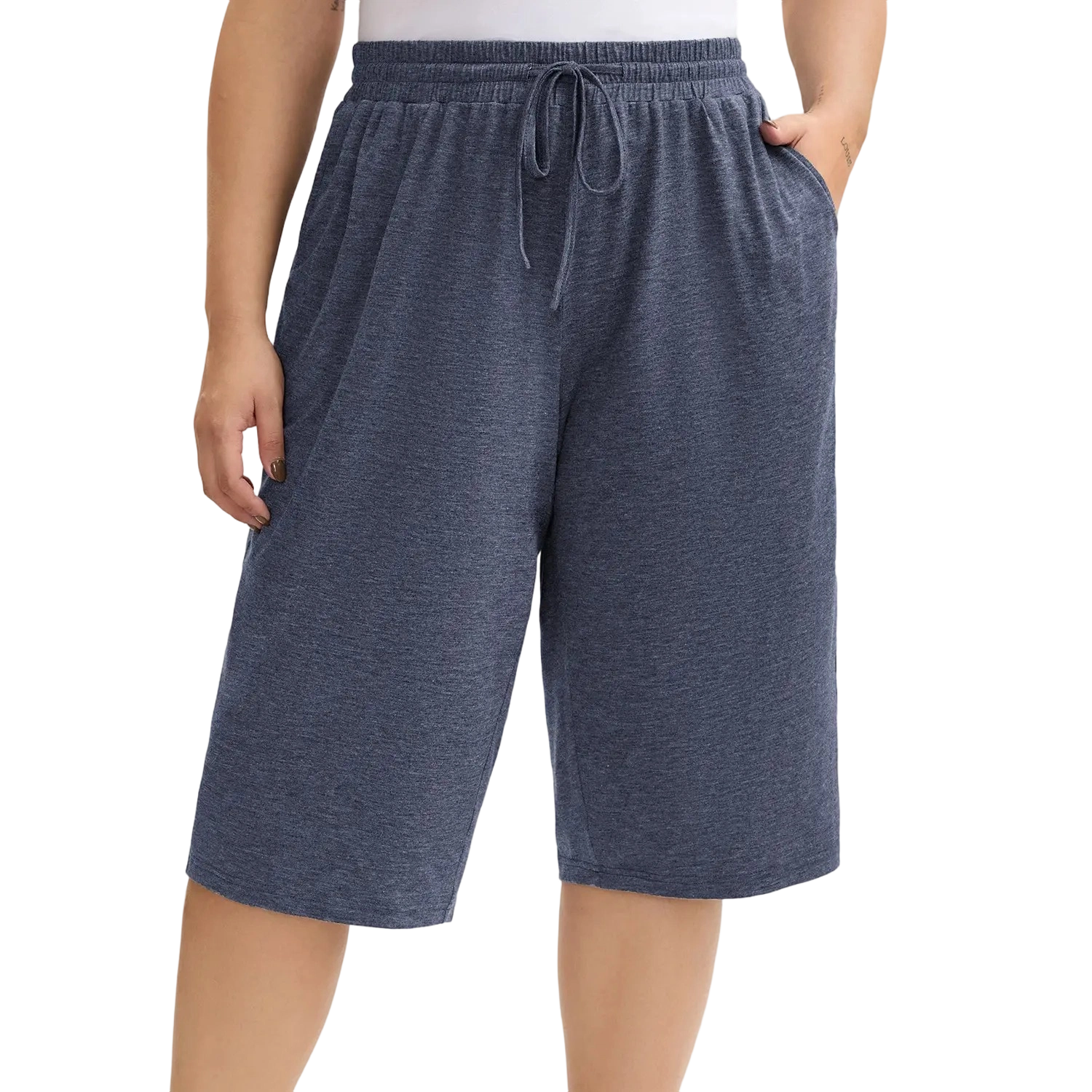 👖Women’s Relaxed Wide-Leg Capri Lounge Pants with Drawstring Pockets