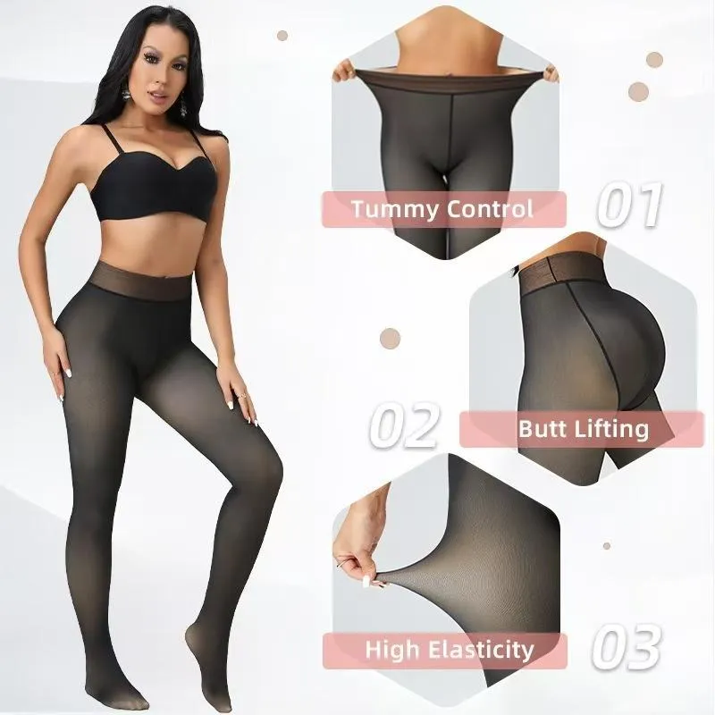 Fleece Lined Tights Sheer Women