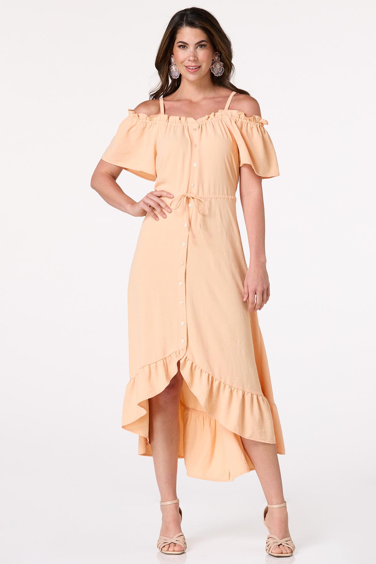 Off Shoulder High- Low Midi Dress