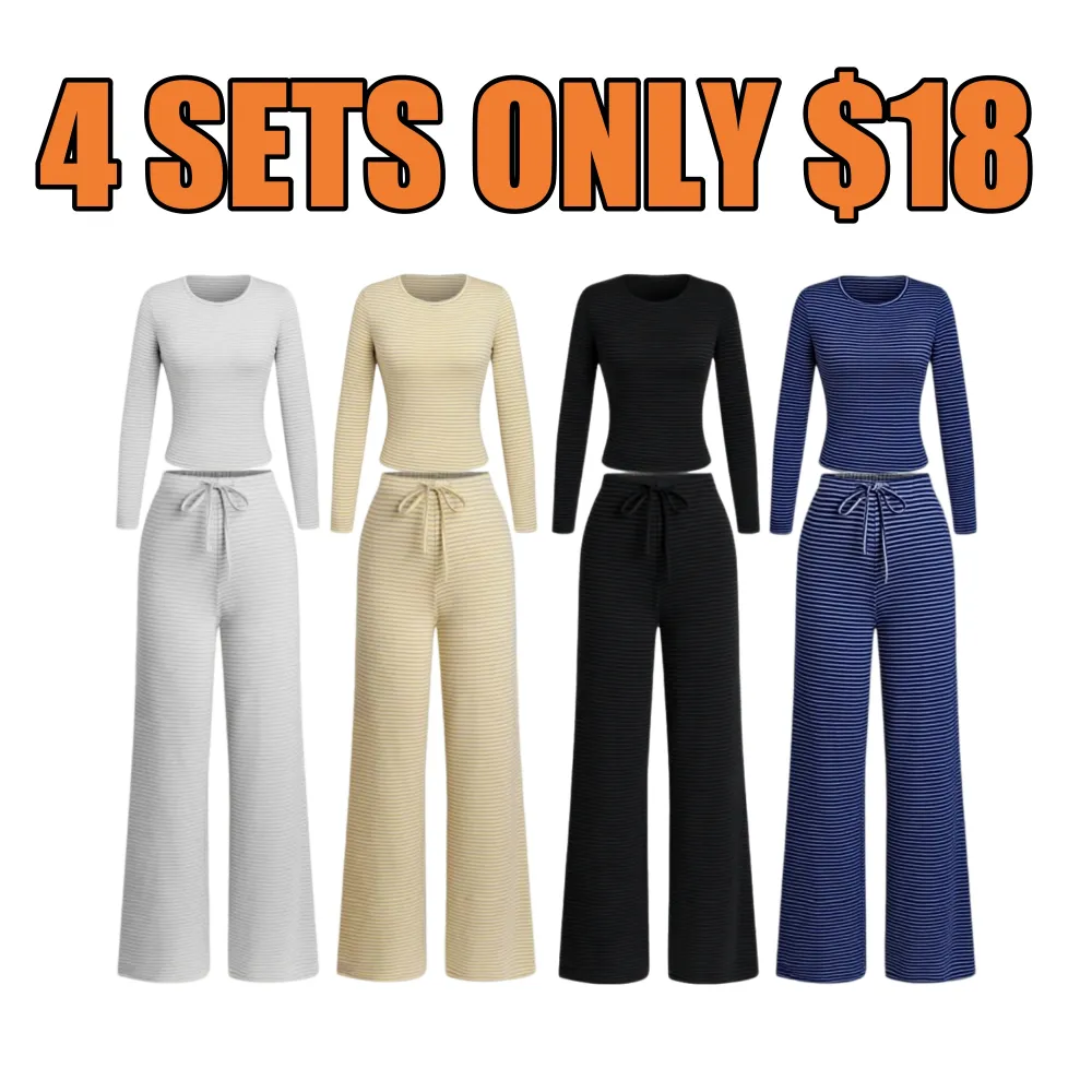 Women's Casual Striped Top & Pants Set