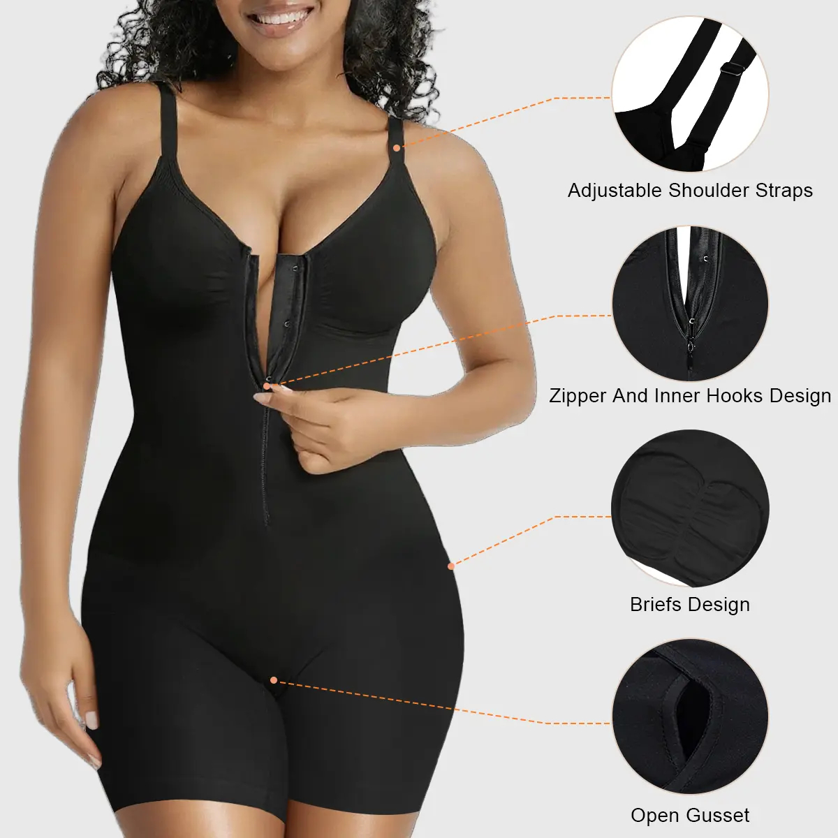🔥🔥8 PACKS $24 Shapewear for Women| Tummy Control Bodysuits Zip-Up Comfort