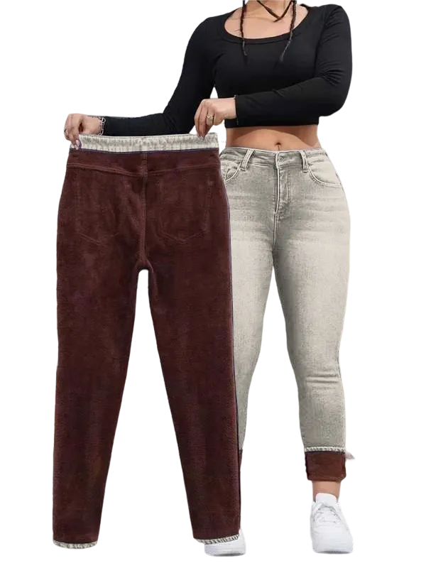 Women's Autumn/Winter Fleece-Lined Jeans