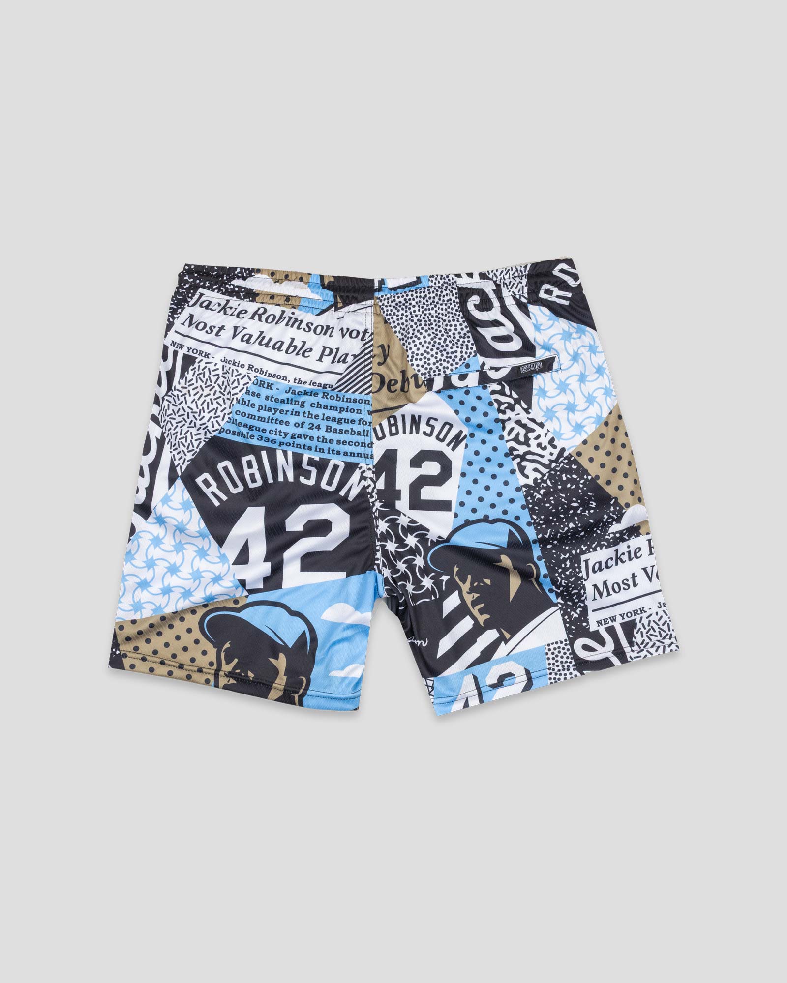 Jackie Robinson Front Page Diamond Air Mesh Shorts - Youth