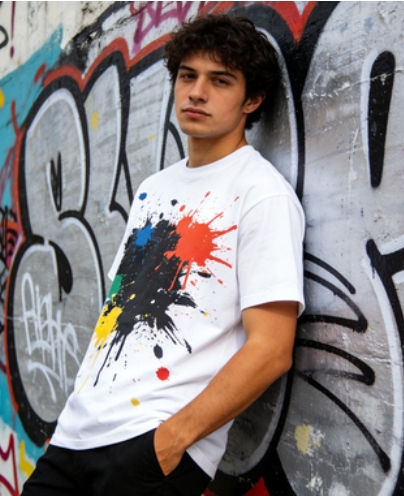 Streetwear Paint Splatter Graphic Tee
