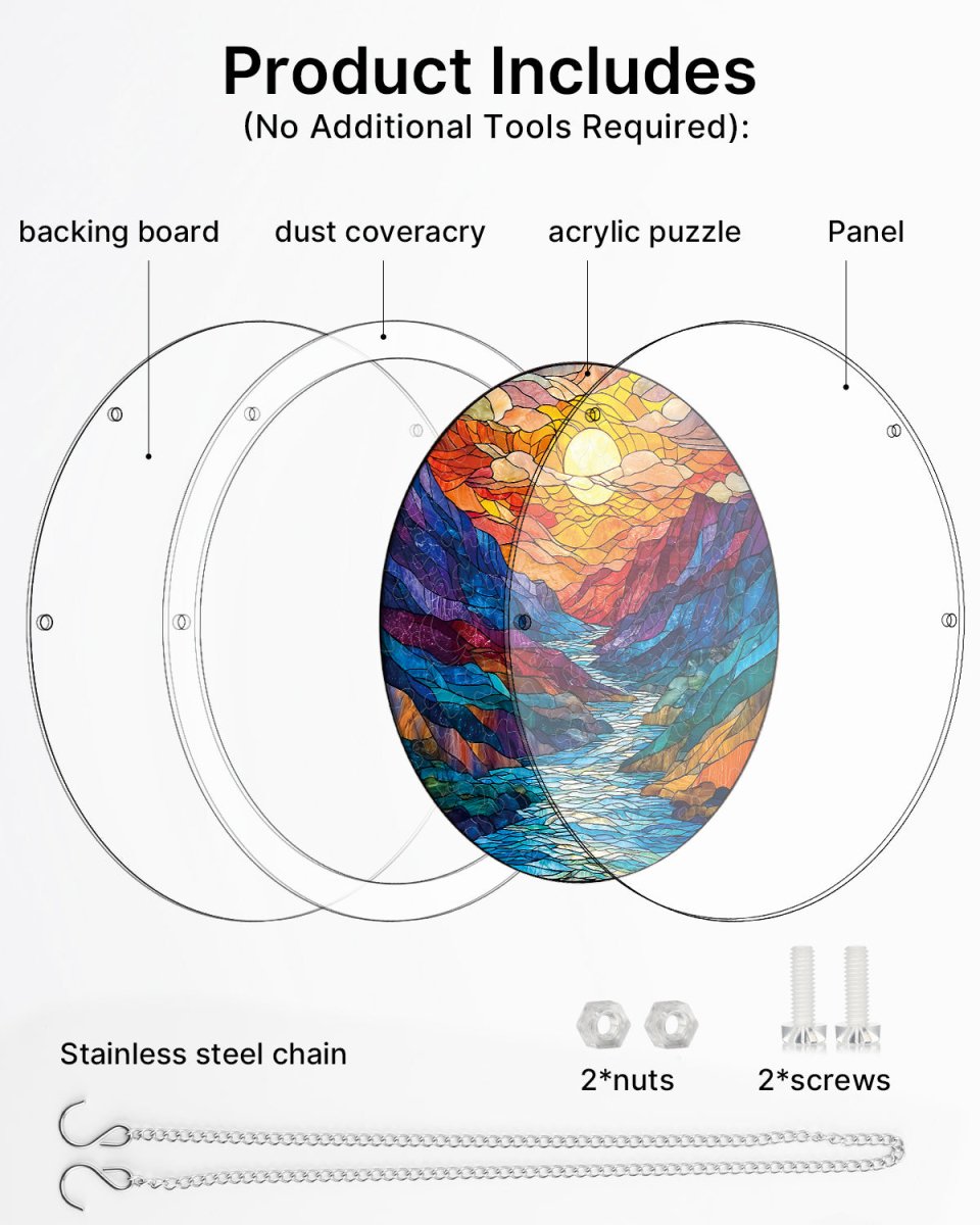 Acrylic Jigsaw Puzzle Suncatcher - Glazed Mountain Moon