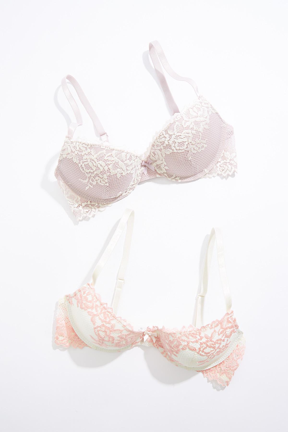 Cross Dye Fabric Lace Bra Set