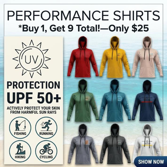 🔥Men’s Hooded UPF 50 Work & Fishing Shirt with Built-In Face Gaiter
