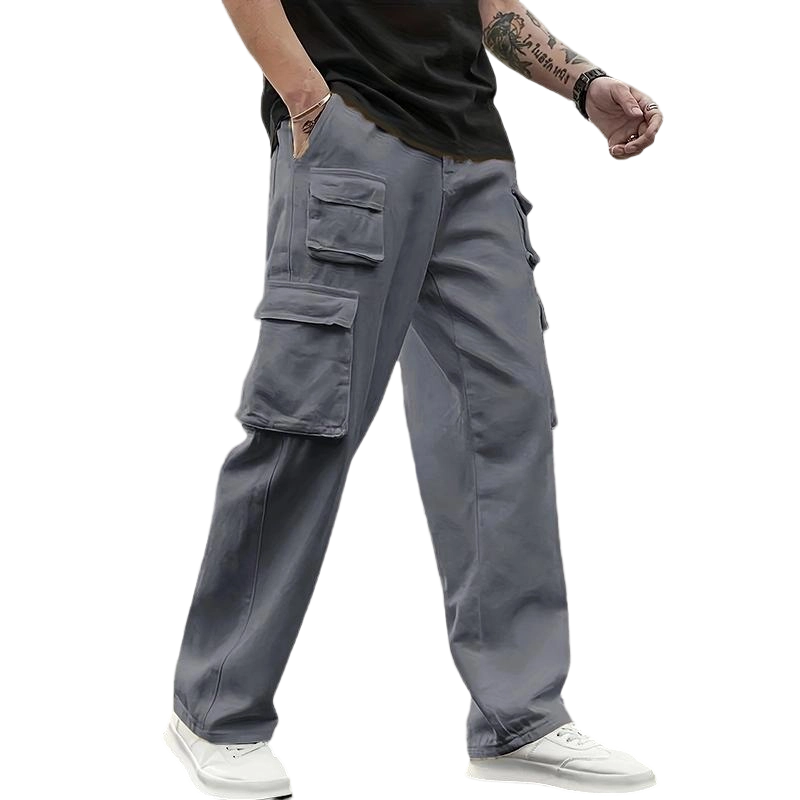 Men's Multi-Pocket Cargo Joggers, Solid Color Lightweight Casual Pants