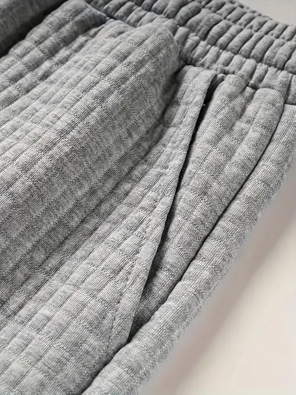 Plus Size Men's Waffle Knit Shorts - Elastic Drawstring Waist Casual Summer Shorts