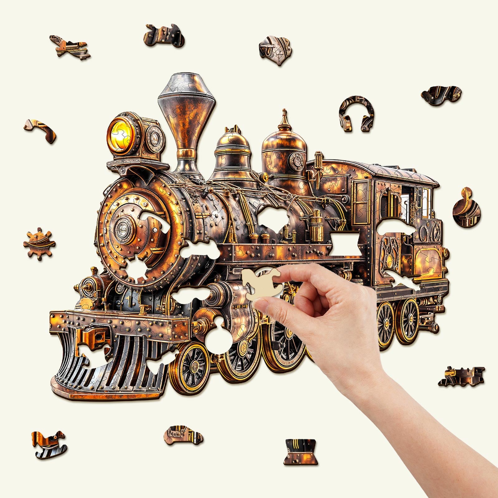 Mechanical Steam Train Wooden Jigsaw Puzzle