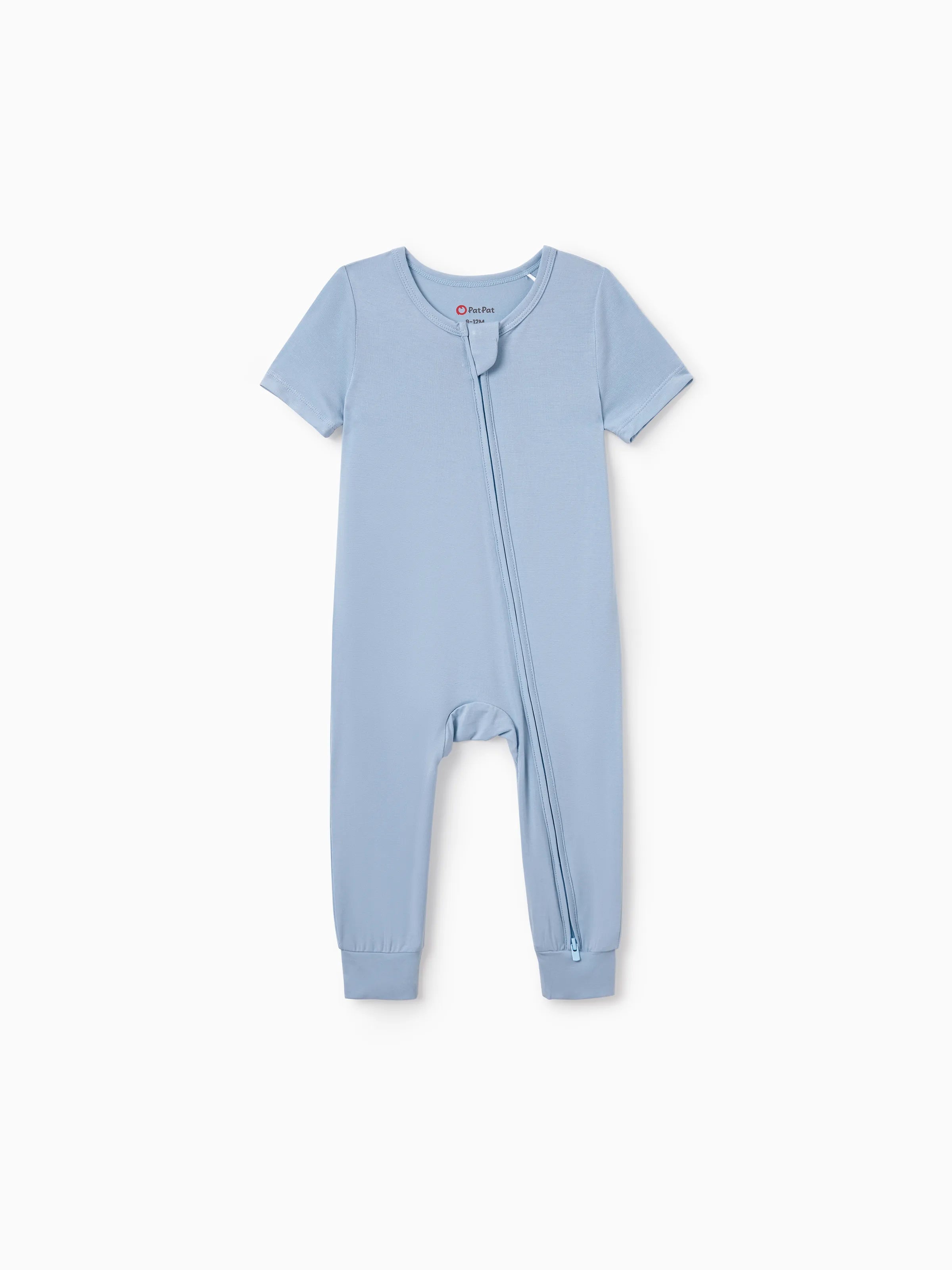 Family Matching Bamboo Pajamas Soft Bamboo Viscose PJs for Men Women Kids Toddler Baby, Classic Blue Short-sleeve Sleepwear with Button-Down Shirt and Pants Blue grey