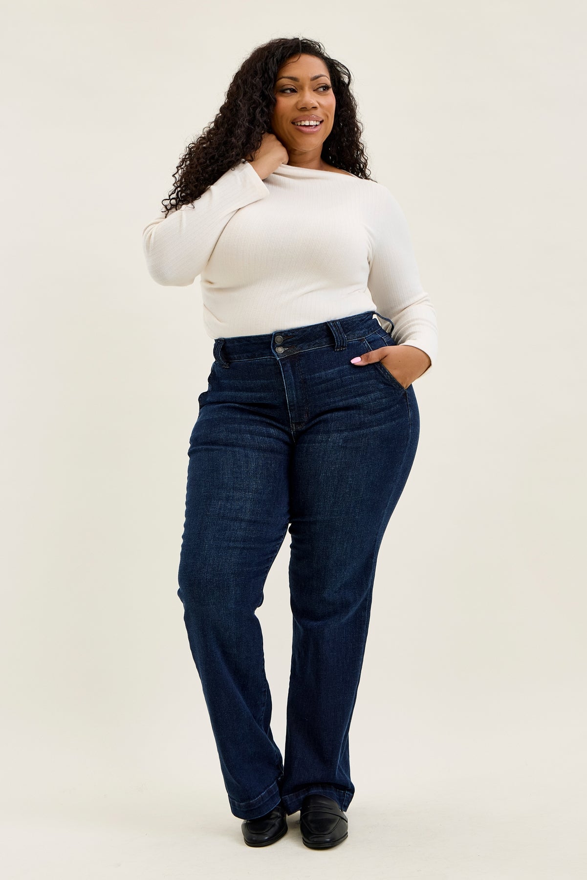 Penny Dark Indigo Trouser Wide Leg - PLUS