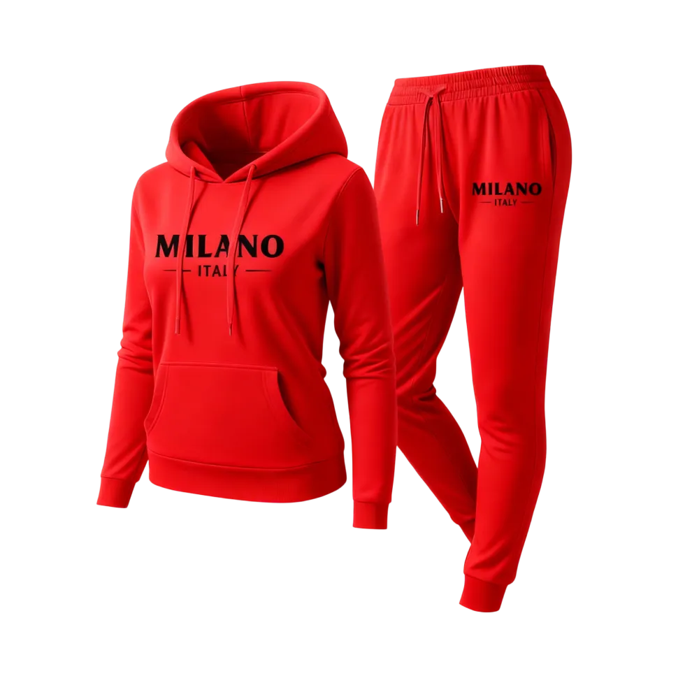 Women's Milan city print hoodie and drawstring track pants set