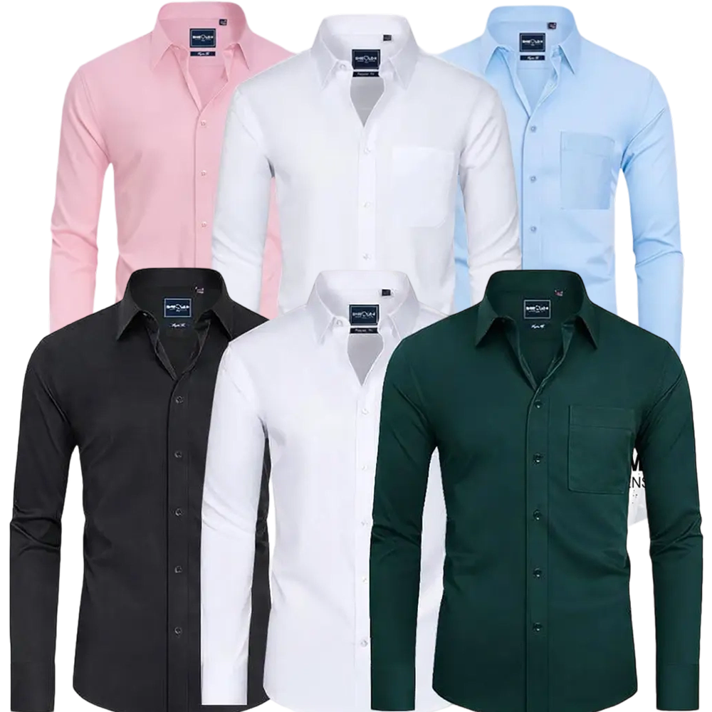 Men's Stain Sheild Business Casual Dress Shirts - Slim Fit Long Sleeve Button Down Shirt