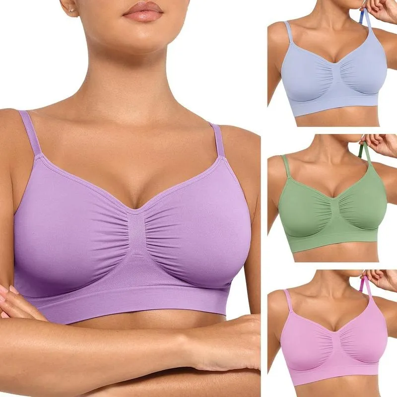Women's Wireless Bra Comfort Bralettes No Underwire Unlined Cami Bra Seamless Tshirt Bras Sports Bra