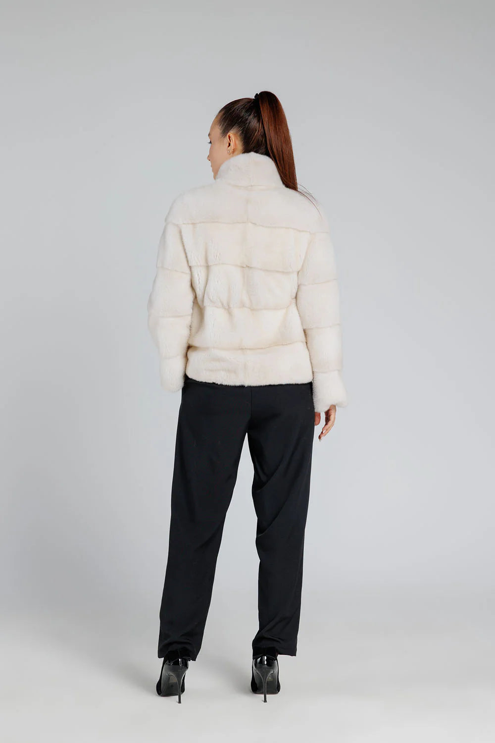 Haină din Blană Naturală de Vizon, Femei, Pearl 222