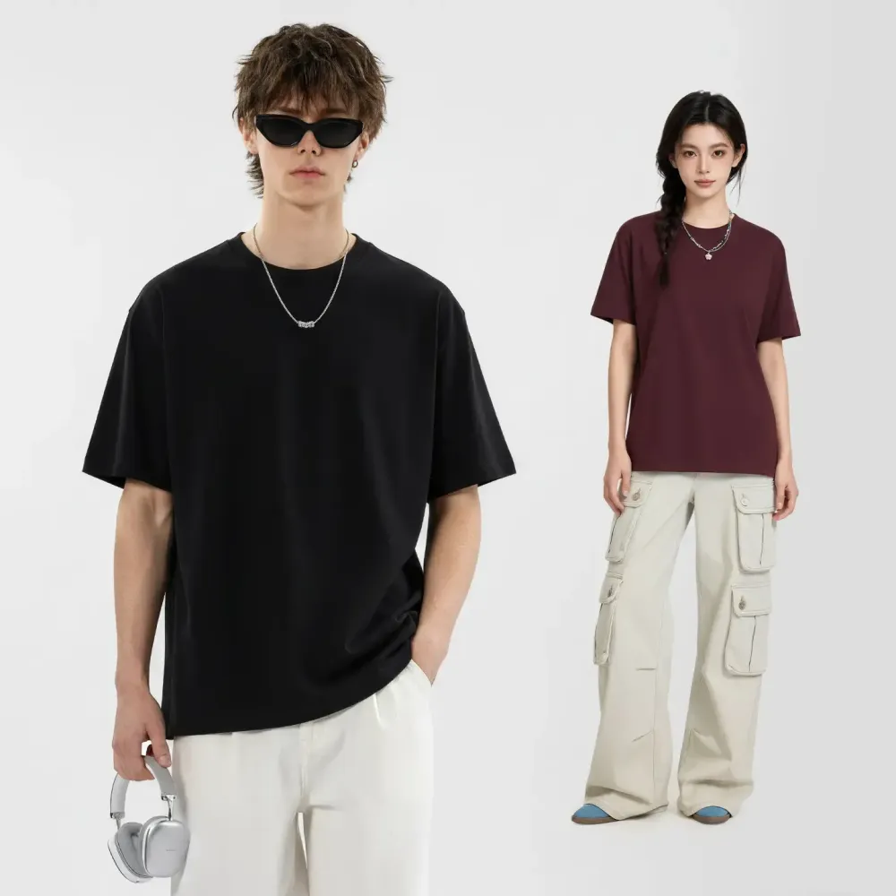 Heavyweight Tshirt 230G 100% Cotton Solid Color Unisex Loose Fit Fade Proof Versatile Everyday Wear