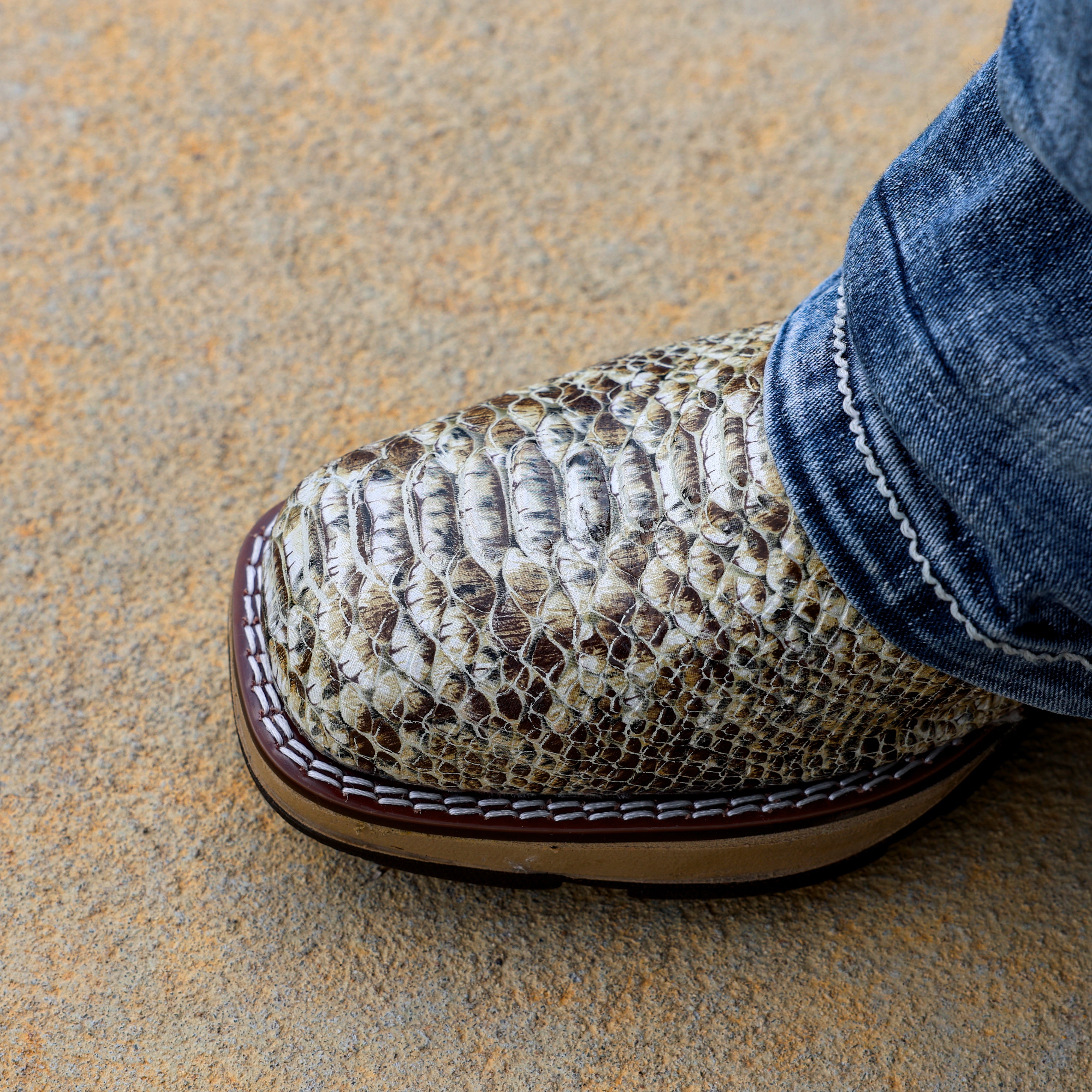 Natural Python Leather Boots With 3D Lightweight Sole - Composite Toe