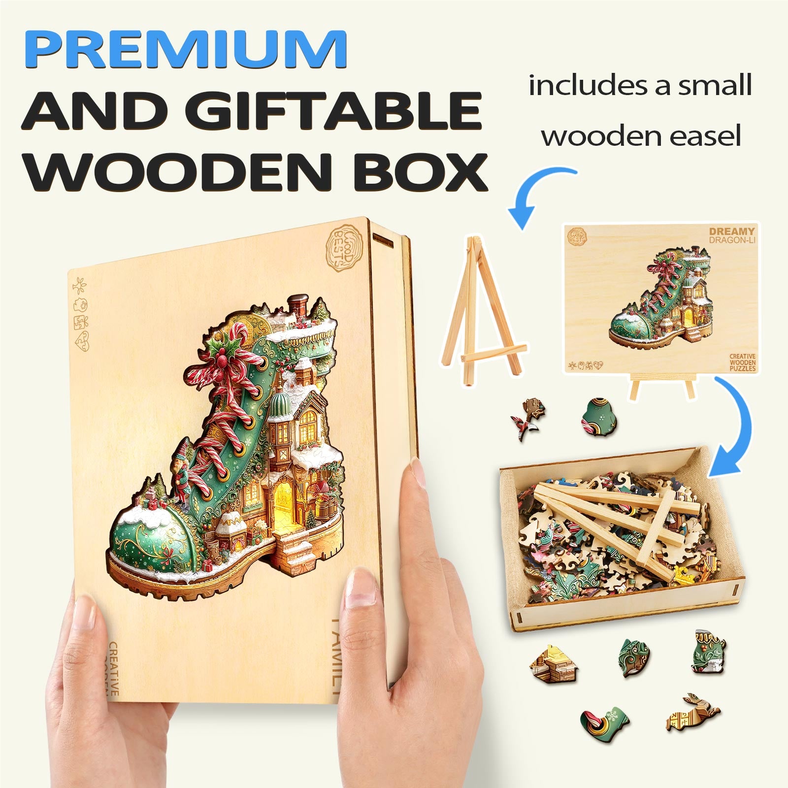 Christmas Snow Boot Hut Wooden Jigsaw Puzzle
