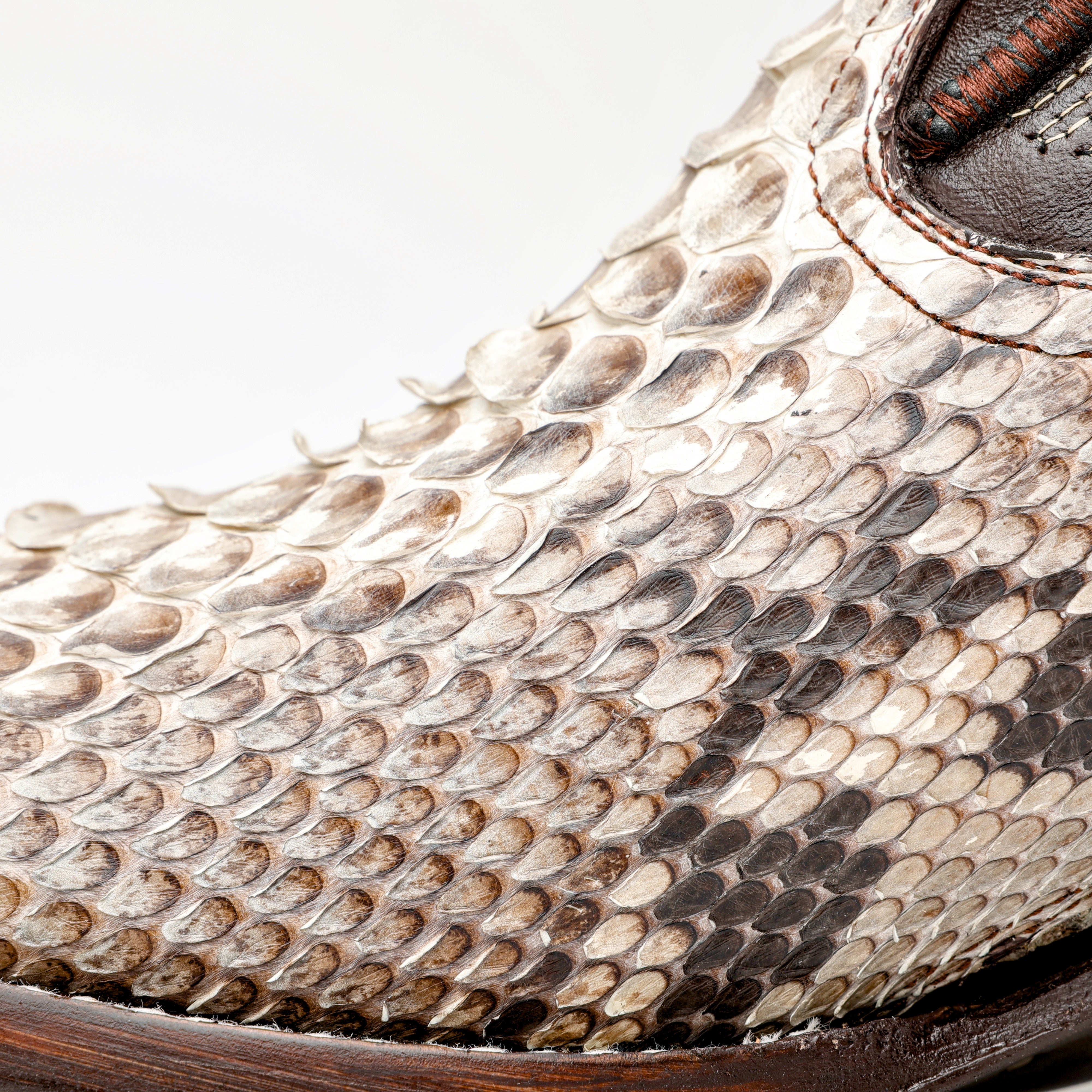 Genuine Natural Python Boots - Square Toe