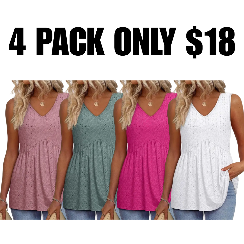 Womens Tank Tops  Flowy Peplum Tops for Women Dressy Sleeveless V Neck