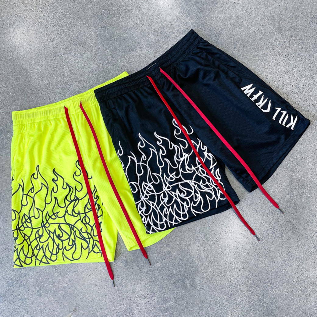 RELAXED CUT SHORTS FLAME - BLACK / WHITE