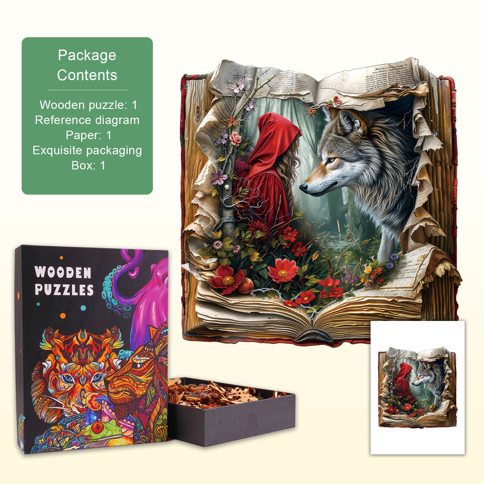 Wolf and the Maiden Wooden Jigsaw Puzzle