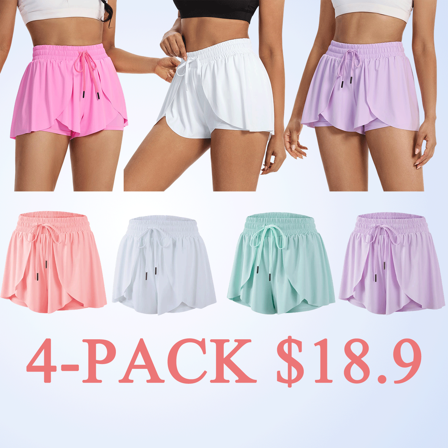 🔥Women’s Flowy 2-in-1 Running Skort Shorts with Pockets