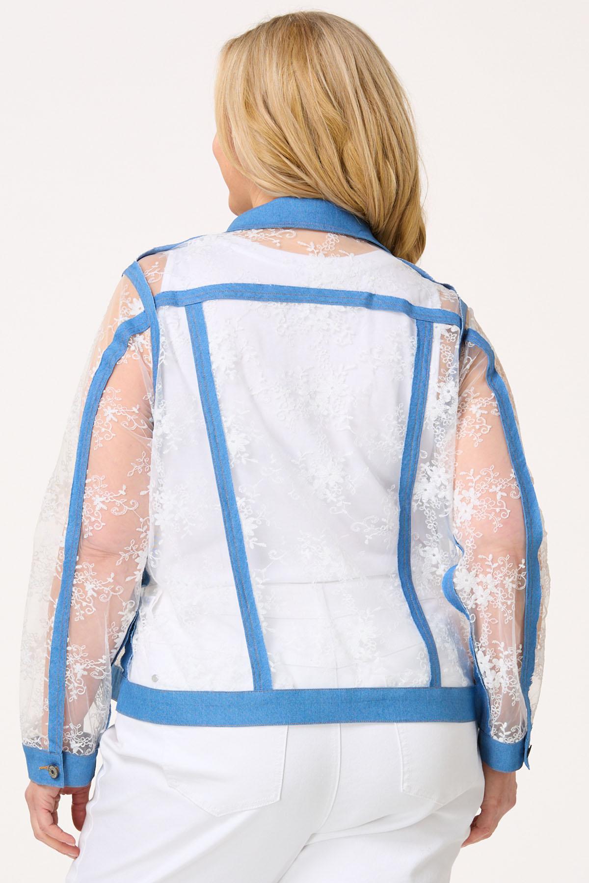 Plus Size Denim Lace Jacket