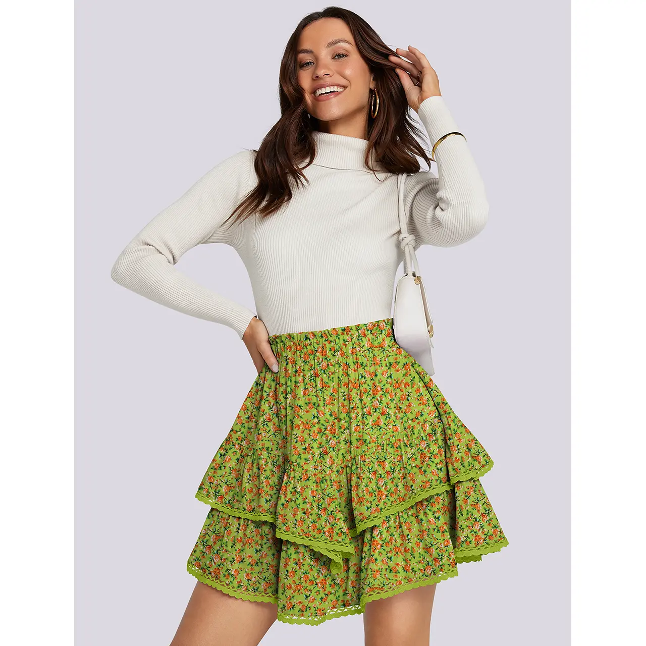 Womens Flowy Ruffle Shorts High Waist Pleated Mini Skirts Casual Boho Ruffle Tiered Skorts Cute Versatile Fashion Shorts