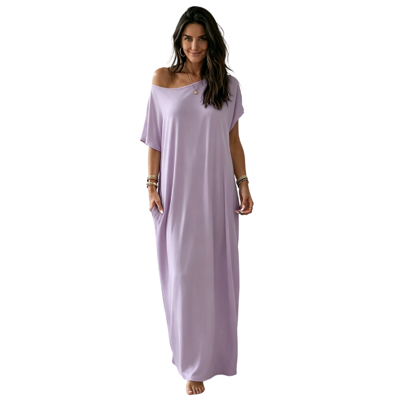 Women's Solid Color Batwing Sleeve Lounge Dress