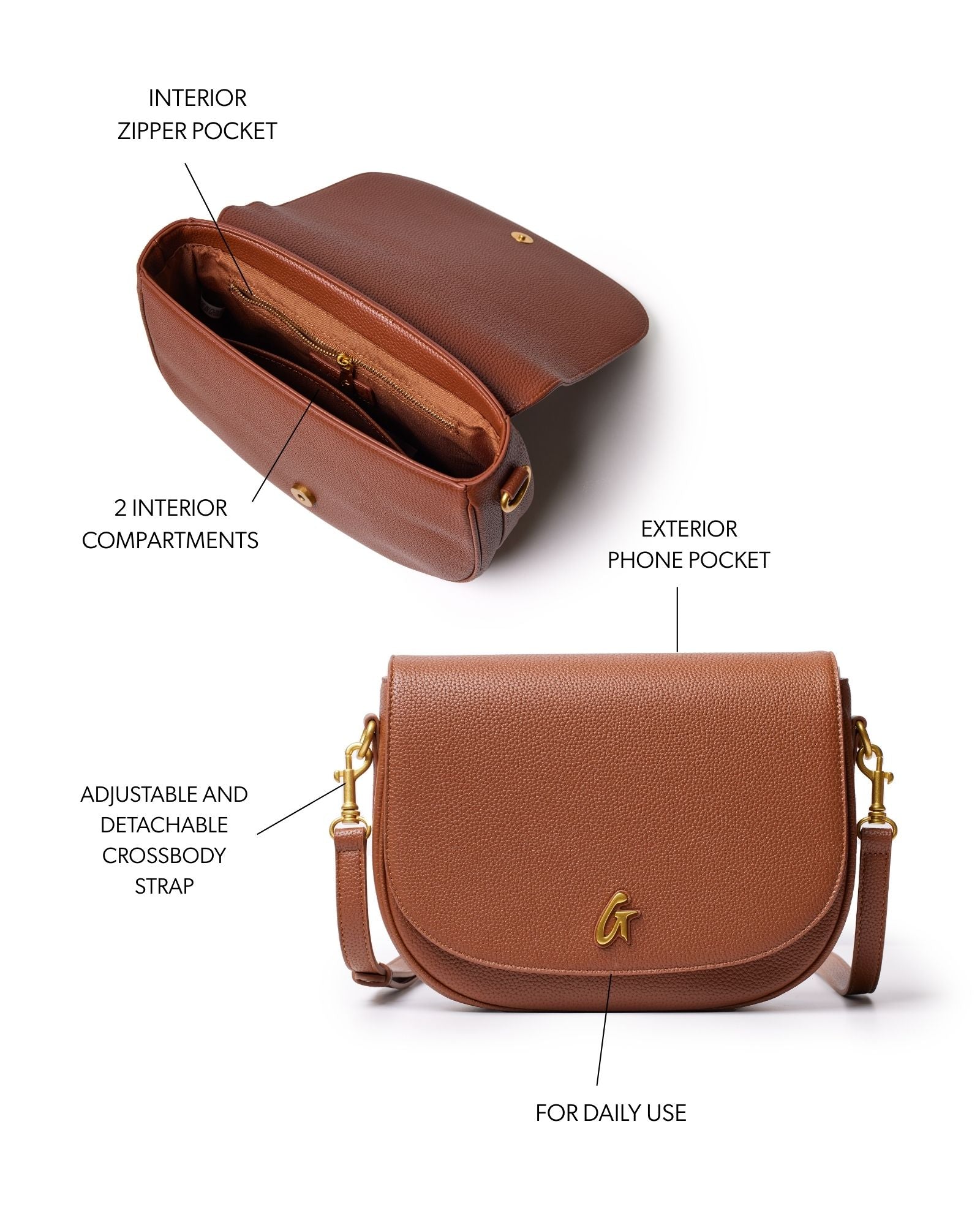 LARGE PEBBLE SHOULDER BAG - BROWN