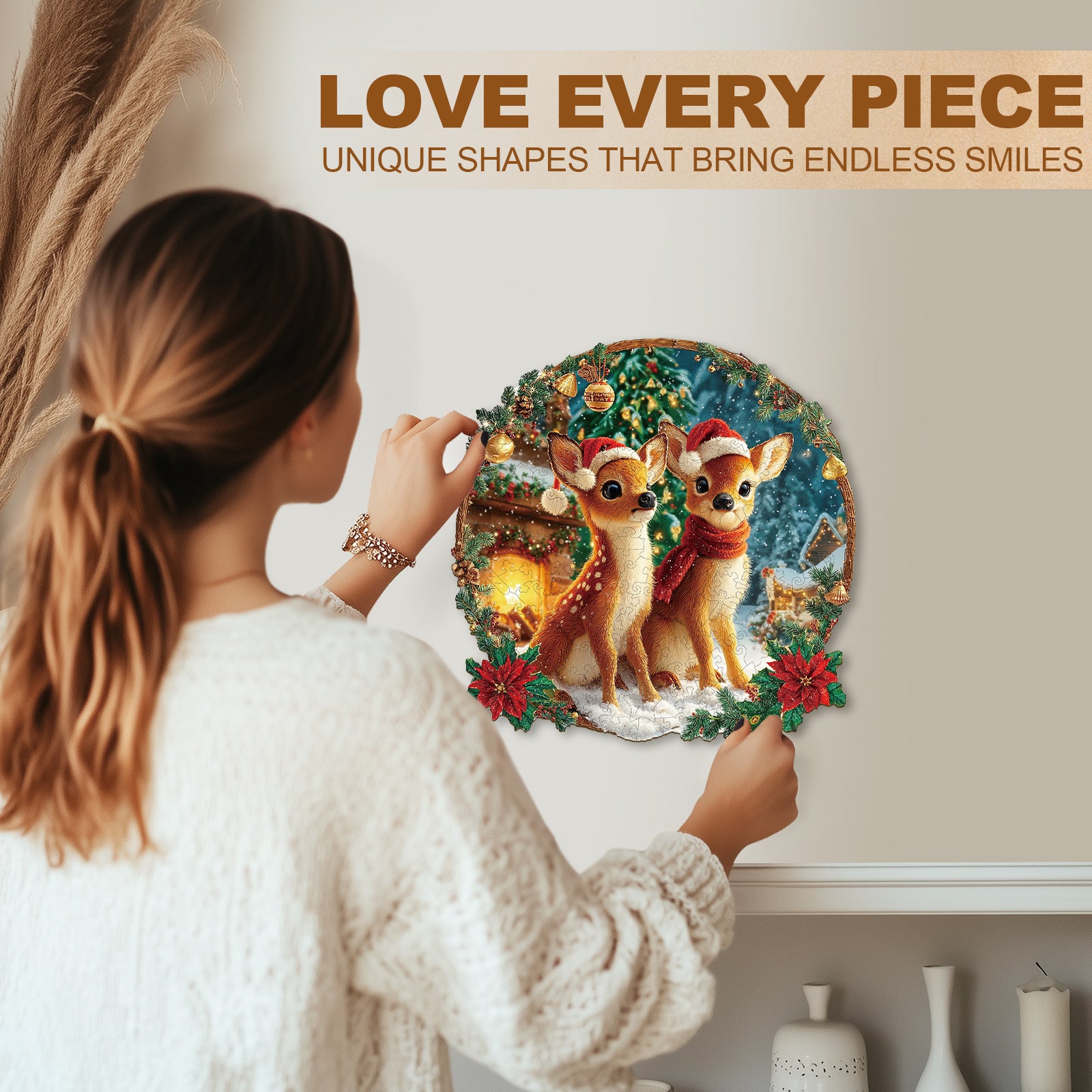 Christmas Deer Combination Wooden Jigsaw Puzzle