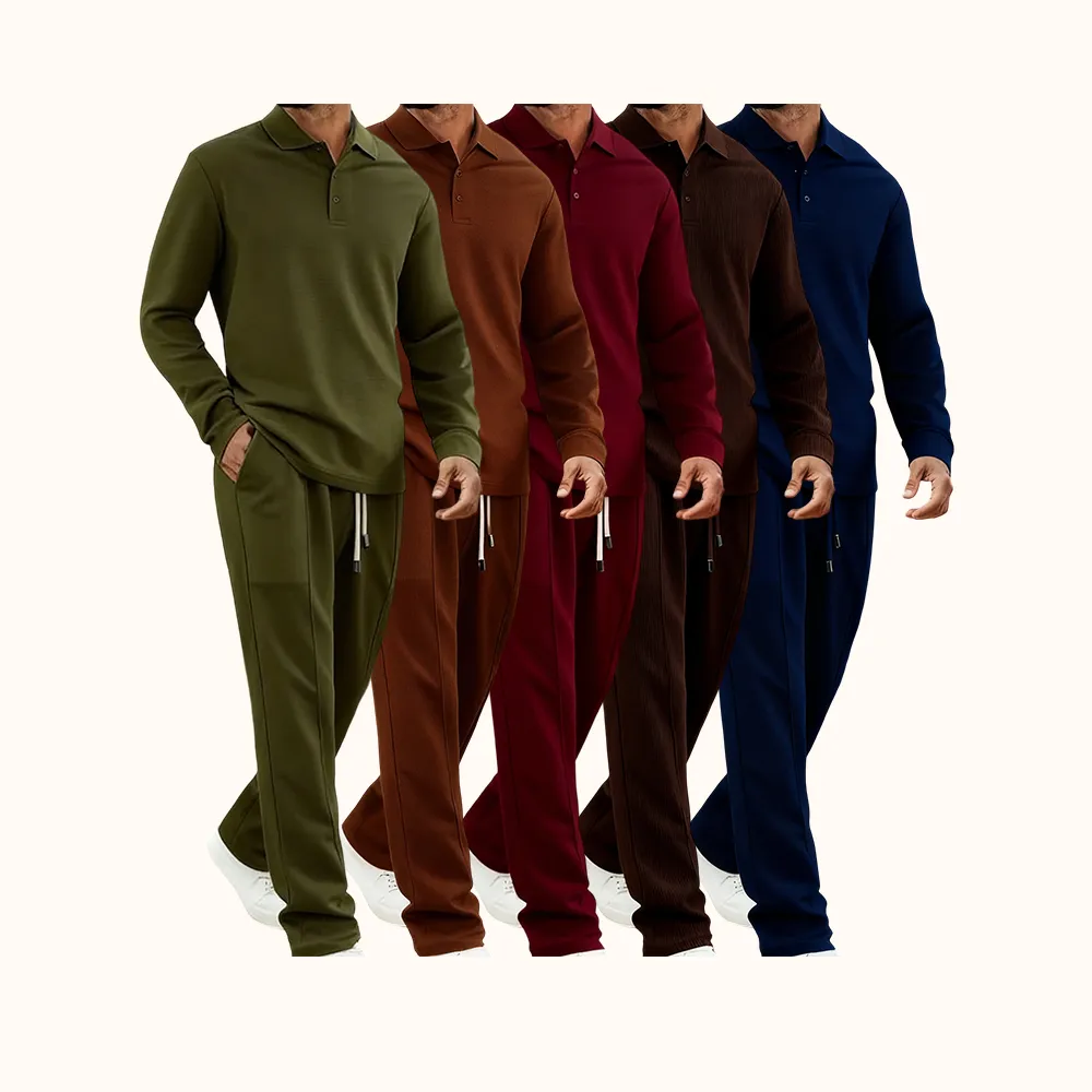 2-piece men's luxury retro suit set - Four season long sleeved jacket and pants with chest pocket