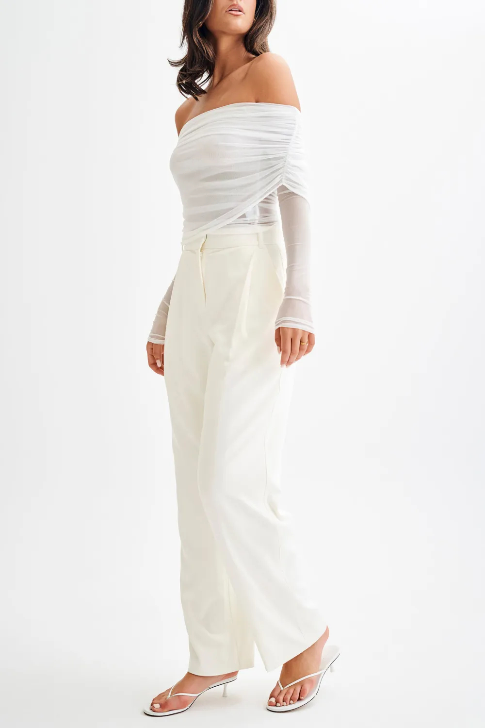 Sheer Mesh Off Shoulder Top