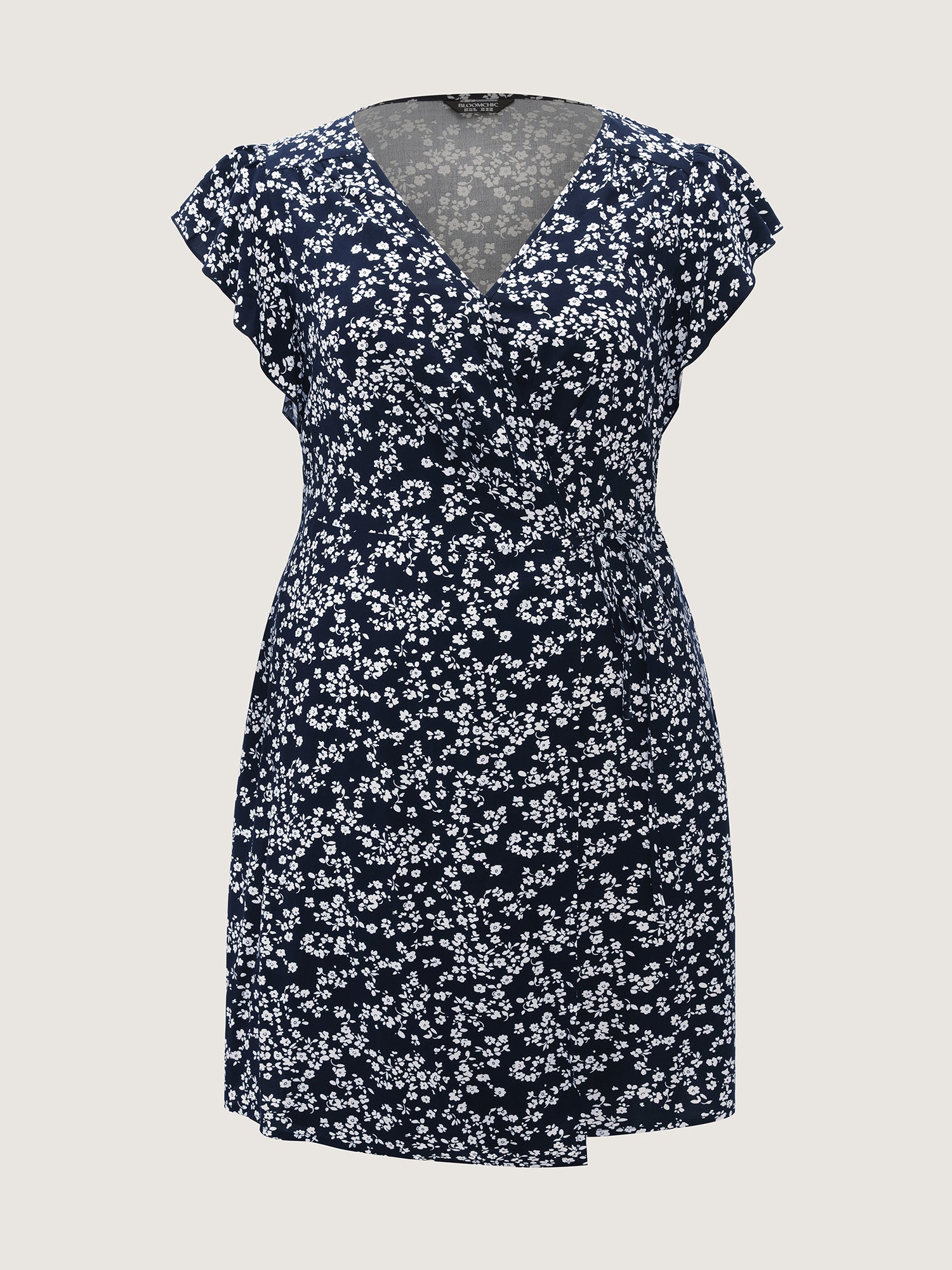 Rayon Floral Print Pleated Pockets Mini Dress