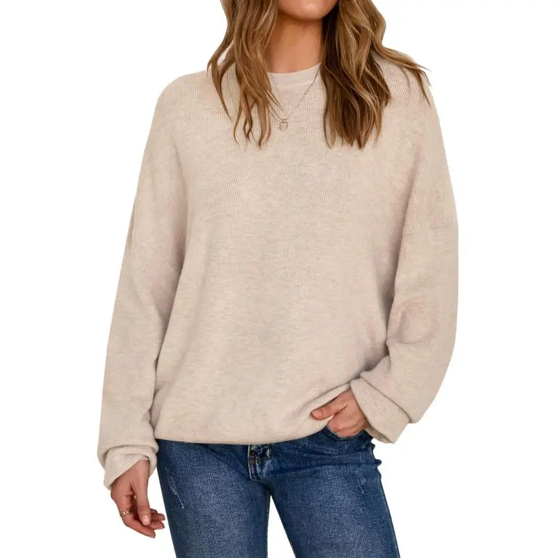 Women's Wool Blend Oversized Sweaters Crewneck Casual Fall Outfits Fashion Tops