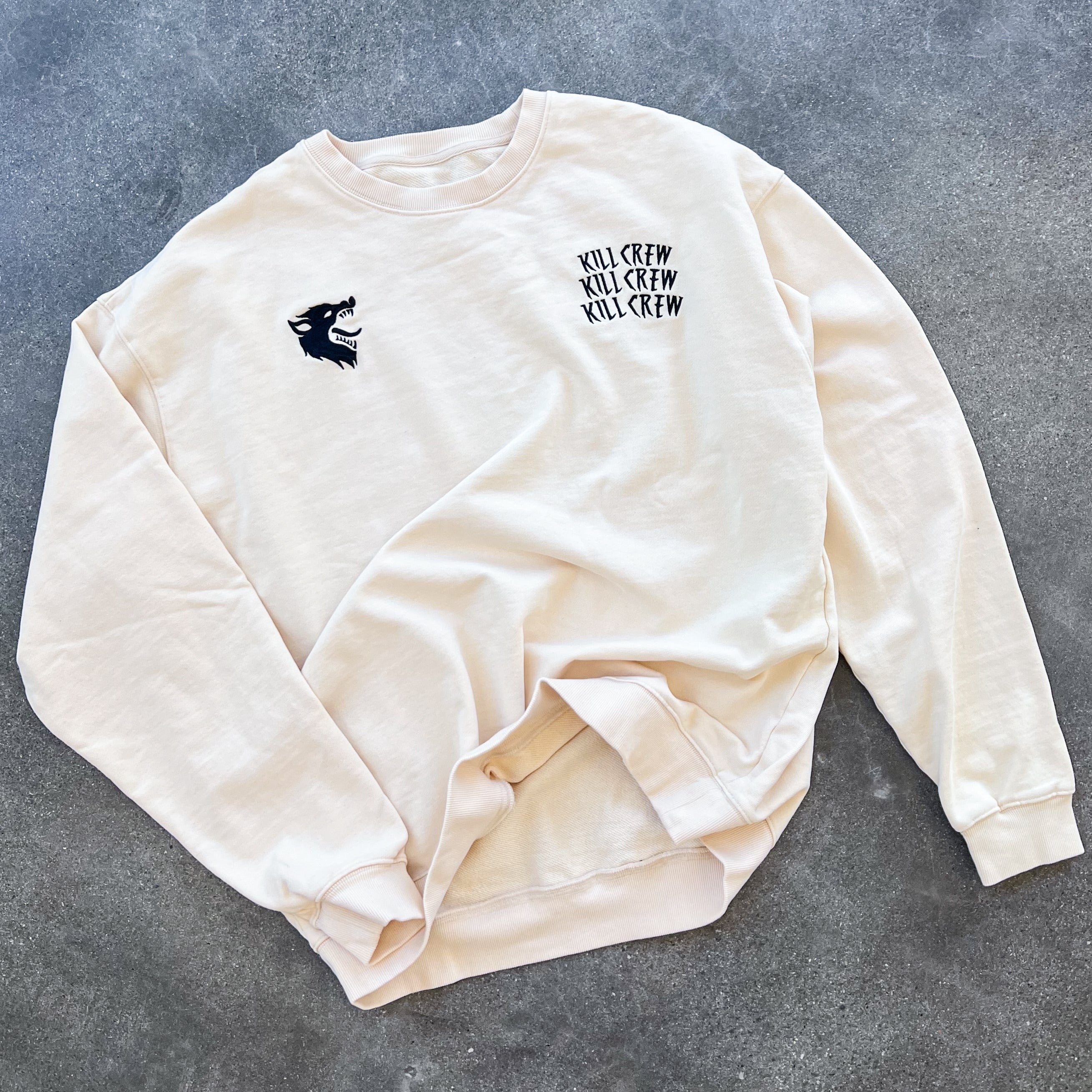 OVERSIZED HEAVYWEIGHT WOLF CREW NECK - CREAM