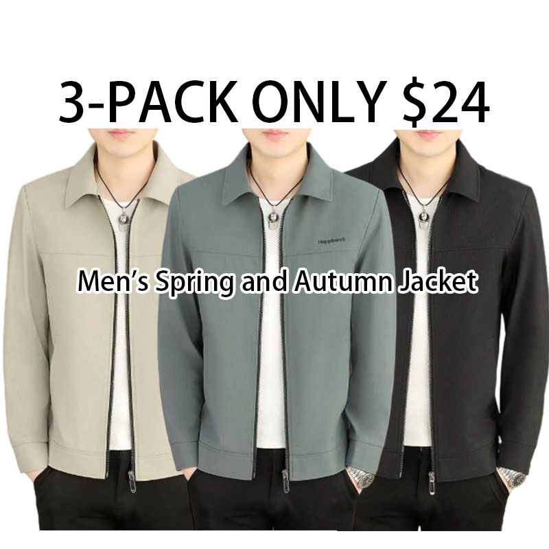 Men's Classic Turn - down Collar Zip - up Jacket