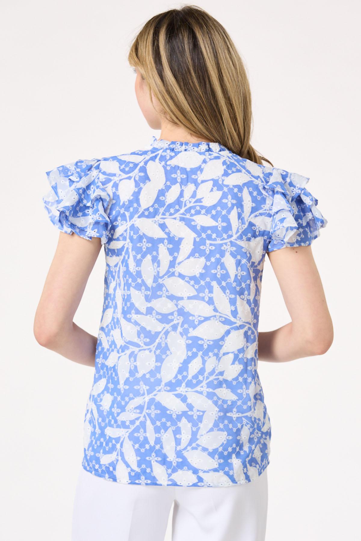 Ruffled Floral Eyelet Top