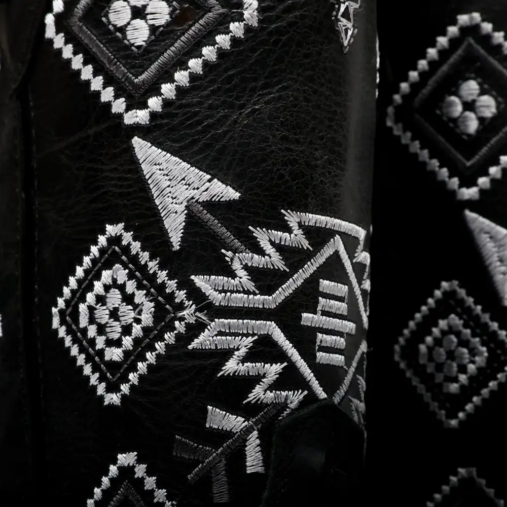 Black Basketweave Leather Boots - Square Toe