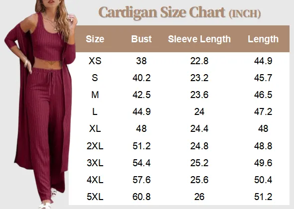 Women’s 3-Piece Loungewear Set with Cardigan