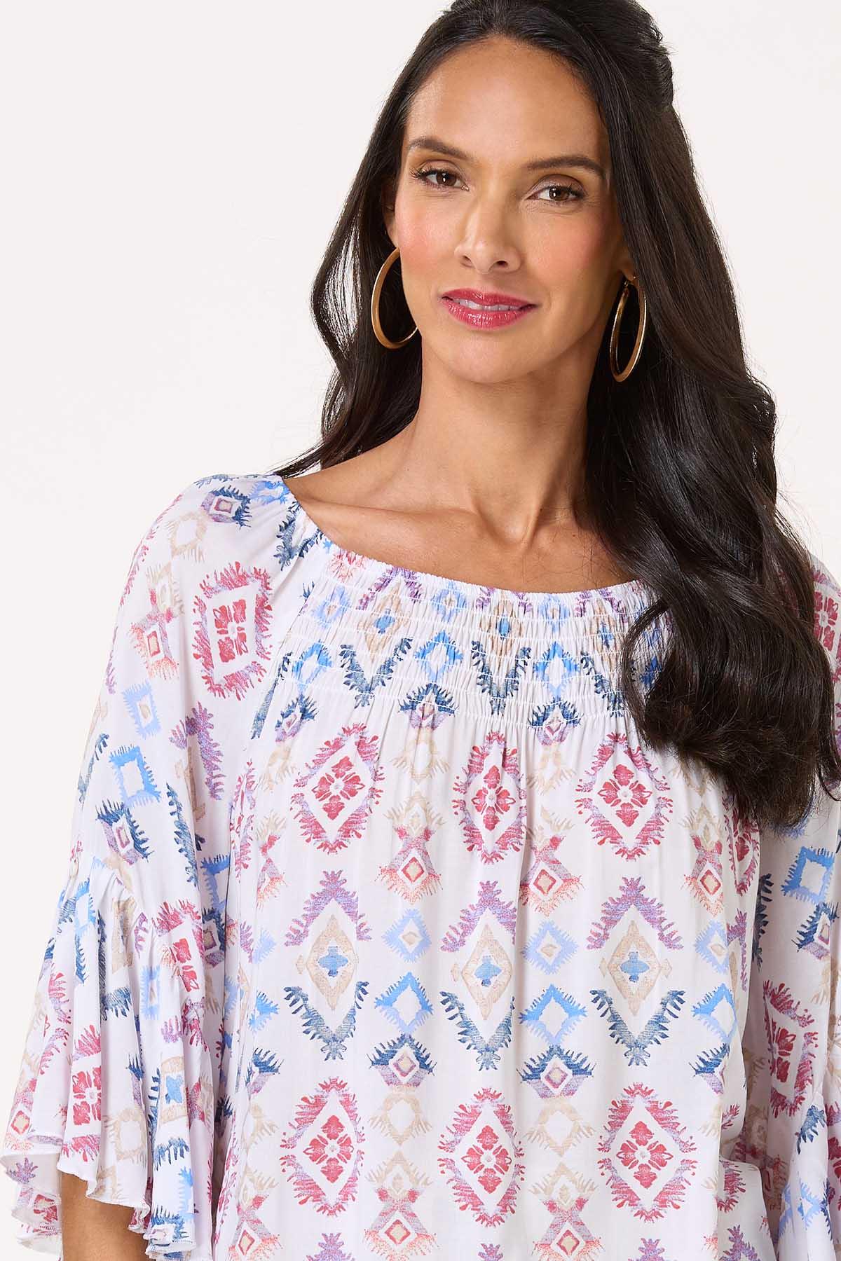 Smocked Aztec Poet Top