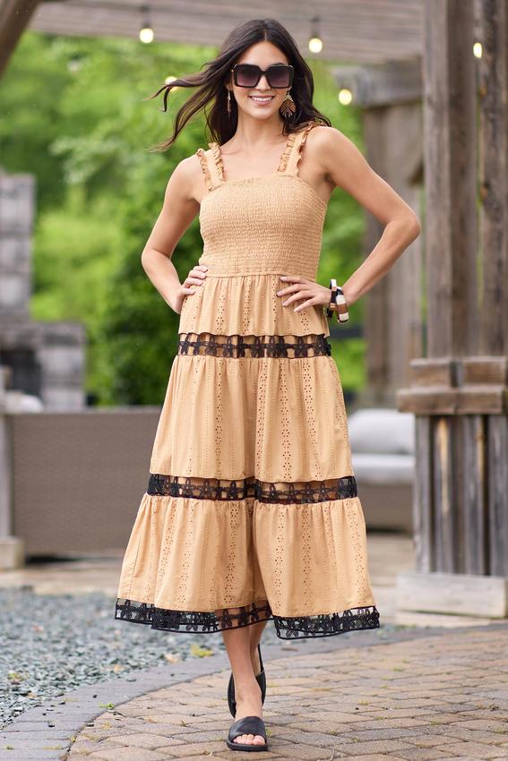 Smocked Eyelet Lace Dress